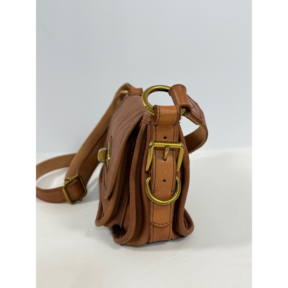 Fossil Brown Leather Long Live Vintage Crossbody Turnlock Messenger Small Bag - Picture 5 of 10